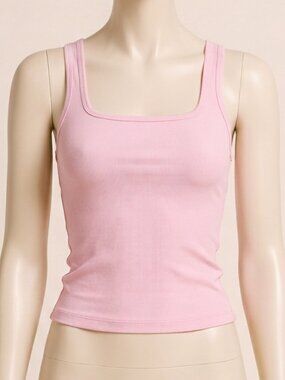 MASKERT Pink Sports Tank Top Built-In Bra Yoga Workout Size S New